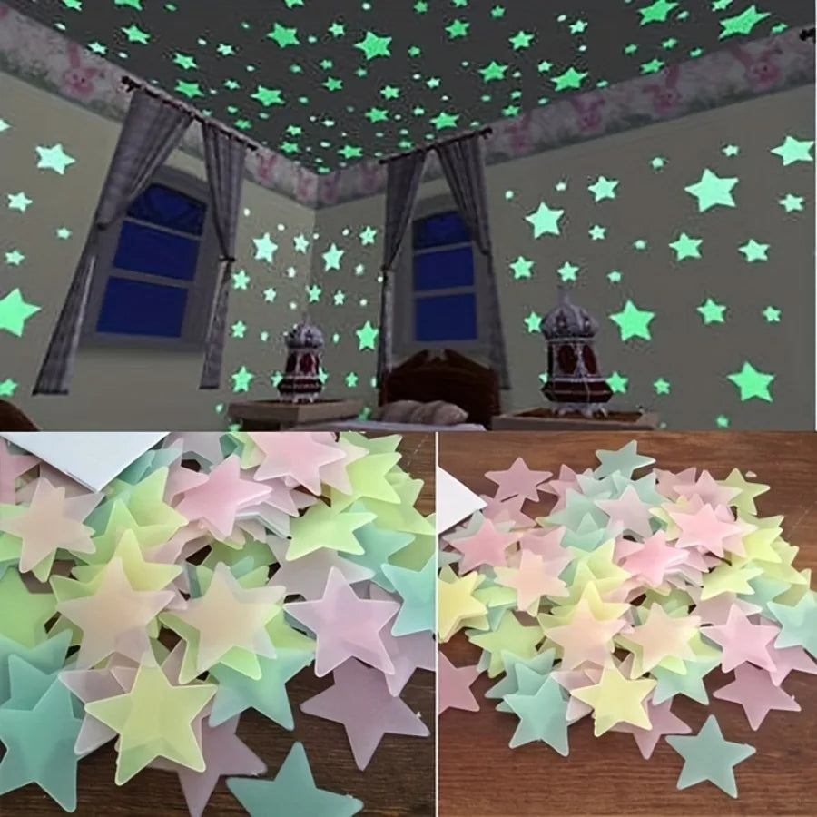 200 Piece Luminous Star Wall Sticker, Easy To Tear and Stick, Suitable for Bedroom, Luminous Party Decoration