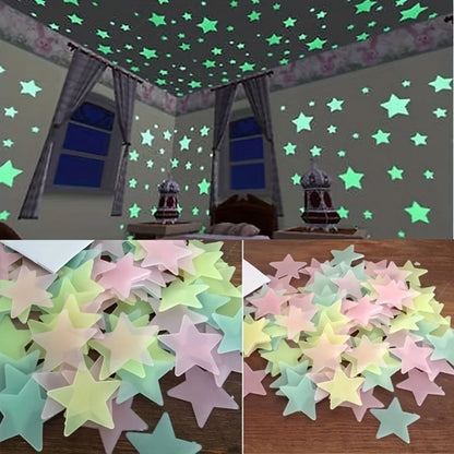 200 Piece Luminous Star Wall Sticker, Easy To Tear and Stick, Suitable for Bedroom, Luminous Party Decoration