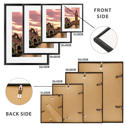 3pcs 30x40 50x70cm Picture Frames Aluminum Modern Photo Frame Black With Mat For Wall Art Mounting Canvas Print Home Decor
