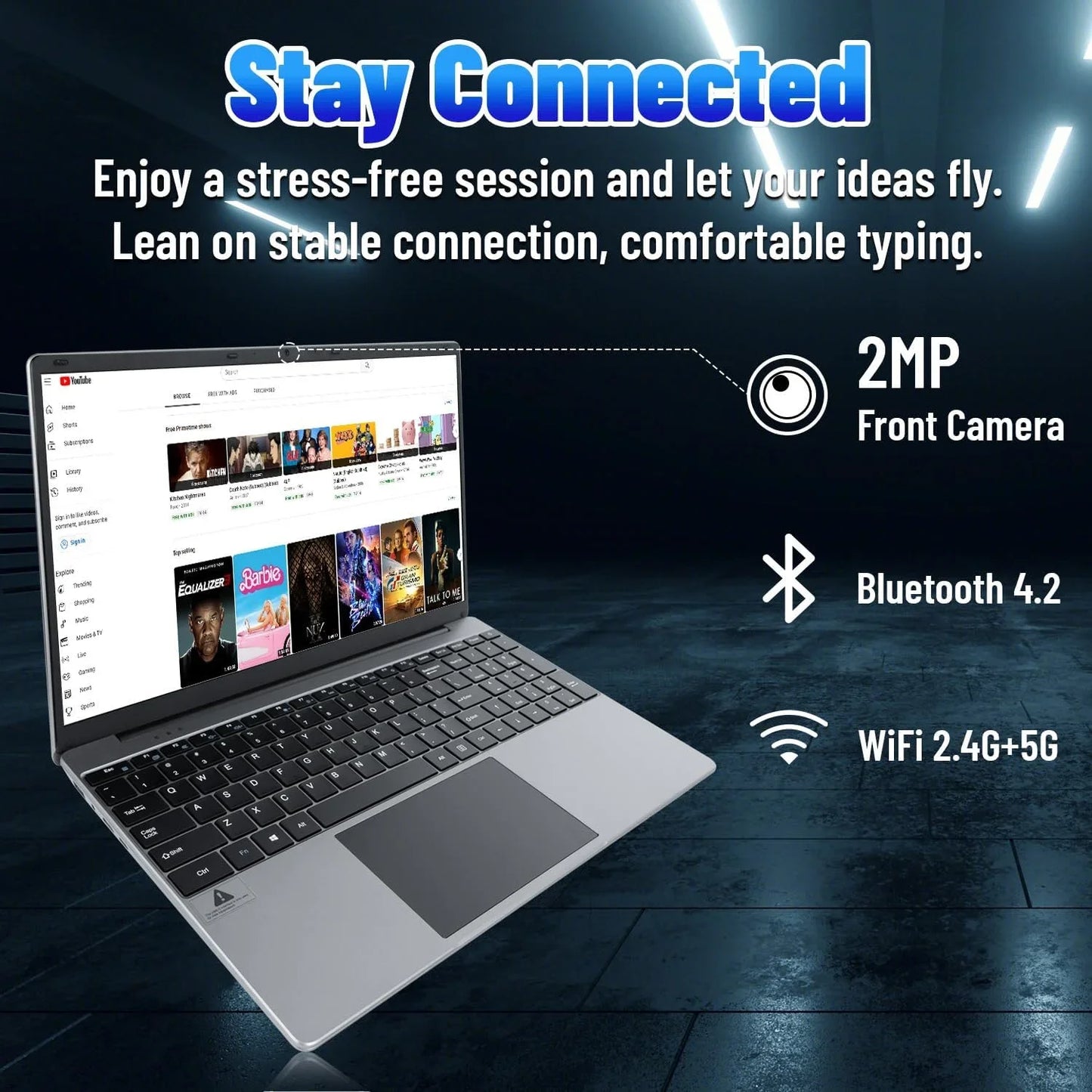 15.6 Inch Laptop 16GB DDR4 512GB SSD Intel N5095 IPS Display 1080P Windows 11, 38000mAh Battery Business Home Laptop