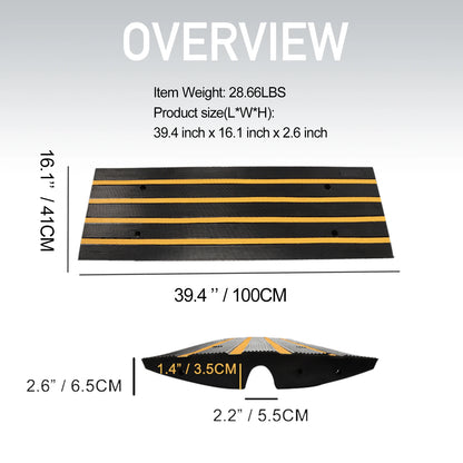 6ft Heavy-Duty Rubber Driveway Curb Ramp