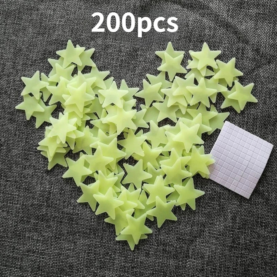 200 Piece Luminous Star Wall Sticker, Easy To Tear and Stick, Suitable for Bedroom, Luminous Party Decoration