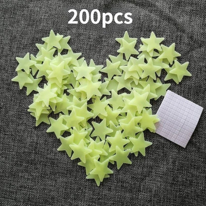 200 Piece Luminous Star Wall Sticker, Easy To Tear and Stick, Suitable for Bedroom, Luminous Party Decoration