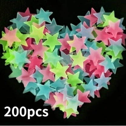 200 Piece Luminous Star Wall Sticker, Easy To Tear and Stick, Suitable for Bedroom, Luminous Party Decoration