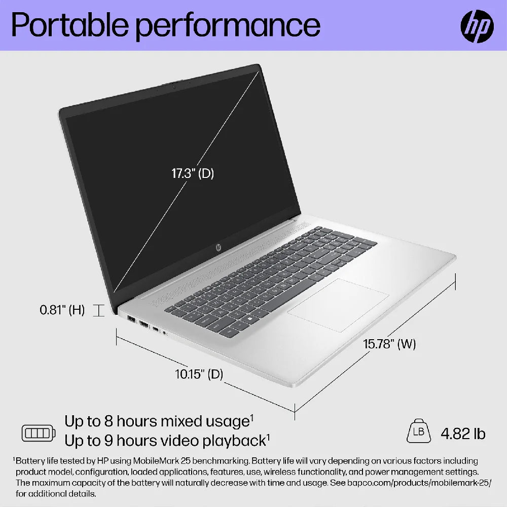 HP 17.3" Laptop, HD+ Touchscreen Display, AMD Ryzen 5 7530U(Beats i7-1165G7),Up to 64GB RAM,2TB SSD, Wi-Fi 6,Win 11 Pro