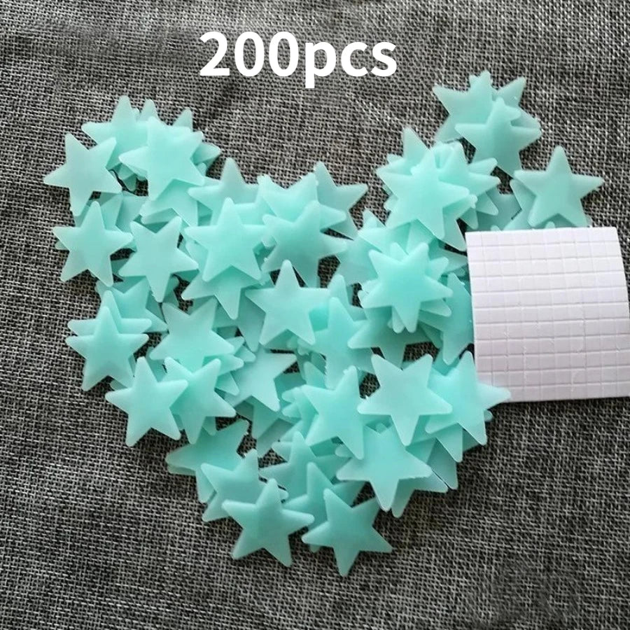 200 Piece Luminous Star Wall Sticker, Easy To Tear and Stick, Suitable for Bedroom, Luminous Party Decoration