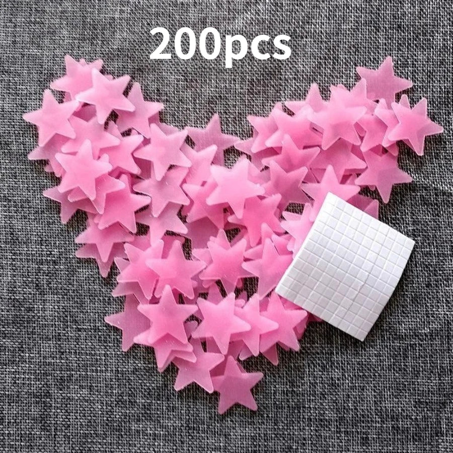 200 Piece Luminous Star Wall Sticker, Easy To Tear and Stick, Suitable for Bedroom, Luminous Party Decoration