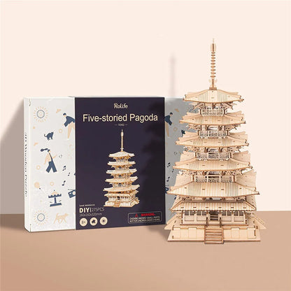275pcs DIY 3D Five-storied Pagoda Wooden Puzzle
