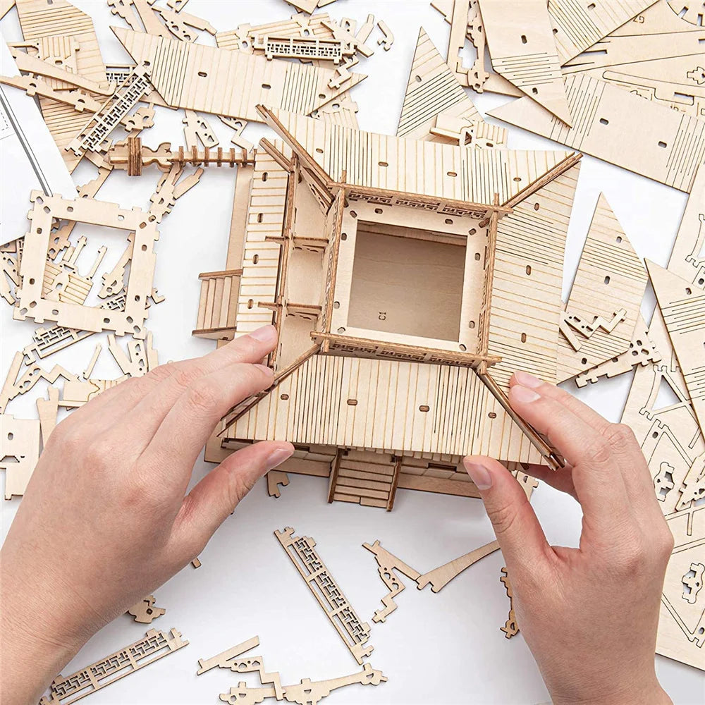275pcs DIY 3D Five-storied Pagoda Wooden Puzzle