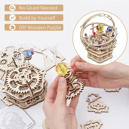 84pcs Rotatable DIY 3D Starry Night Wooden Model Building Kit