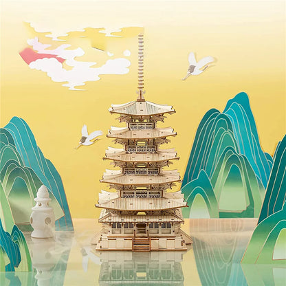 275pcs DIY 3D Five-storied Pagoda Wooden Puzzle