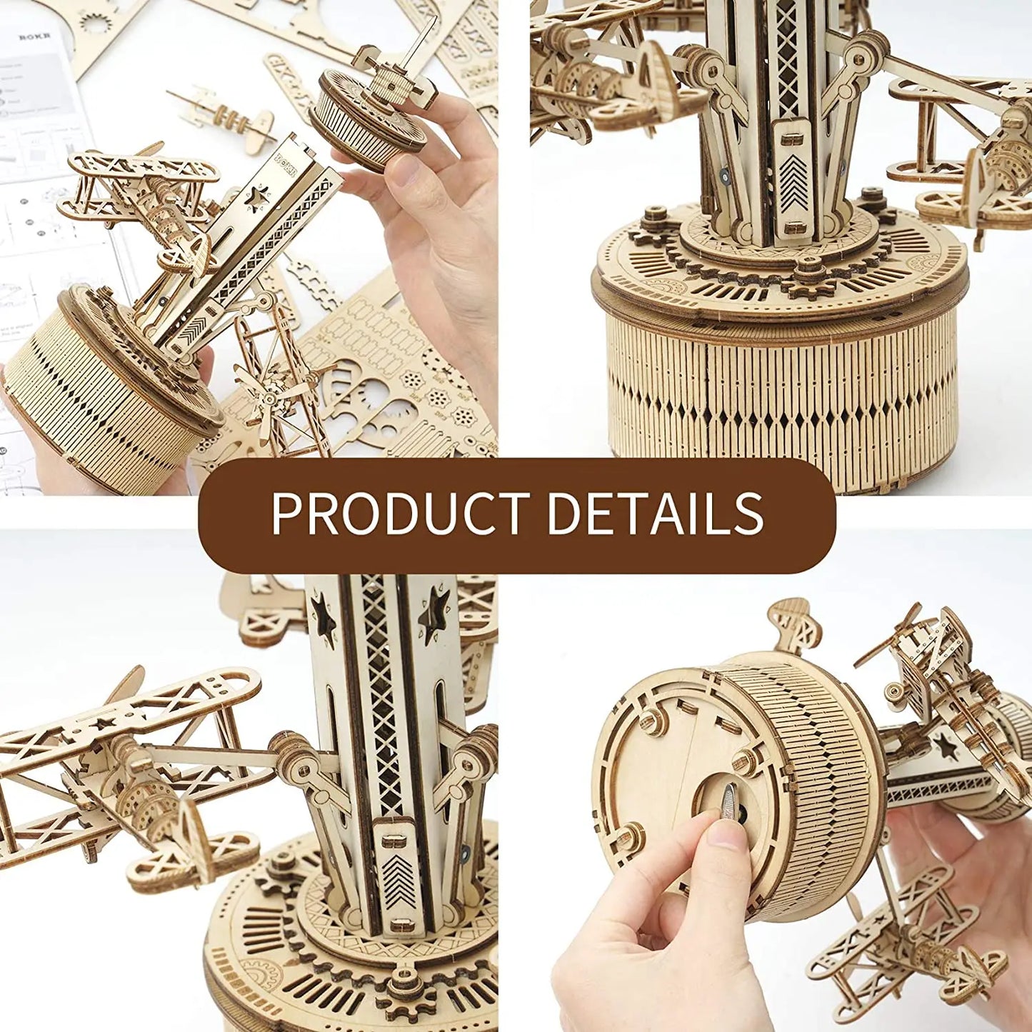 84pcs Rotatable DIY 3D Starry Night Wooden Model Building Kit