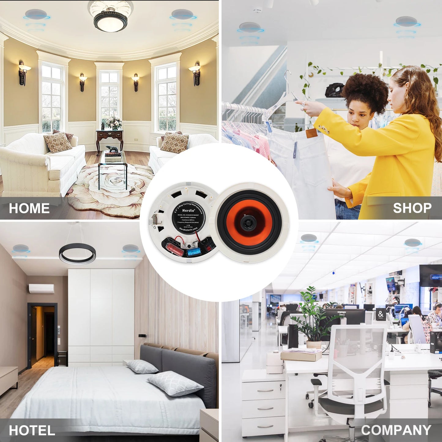 4PCS 6.5" Bluetooth In Ceiling Speakers
