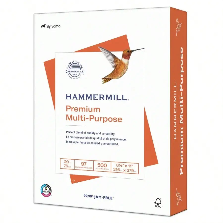 5-Pack 8.5x11 White 20lb,  Premium Multipurpose Paper