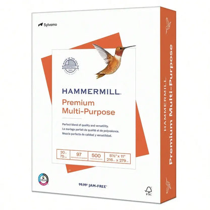 5-Pack 8.5x11 White 20lb,  Premium Multipurpose Paper