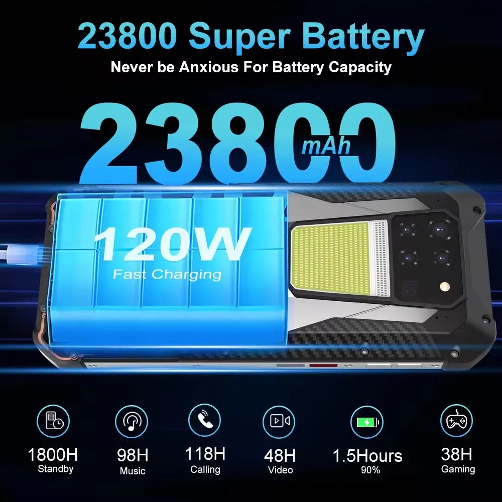 Tank 3 Rugged Smartphone Android 5G 32+512GB 23800mAh 120W Charger 200MP 120Hz GPS Dual SIM Cell Phone