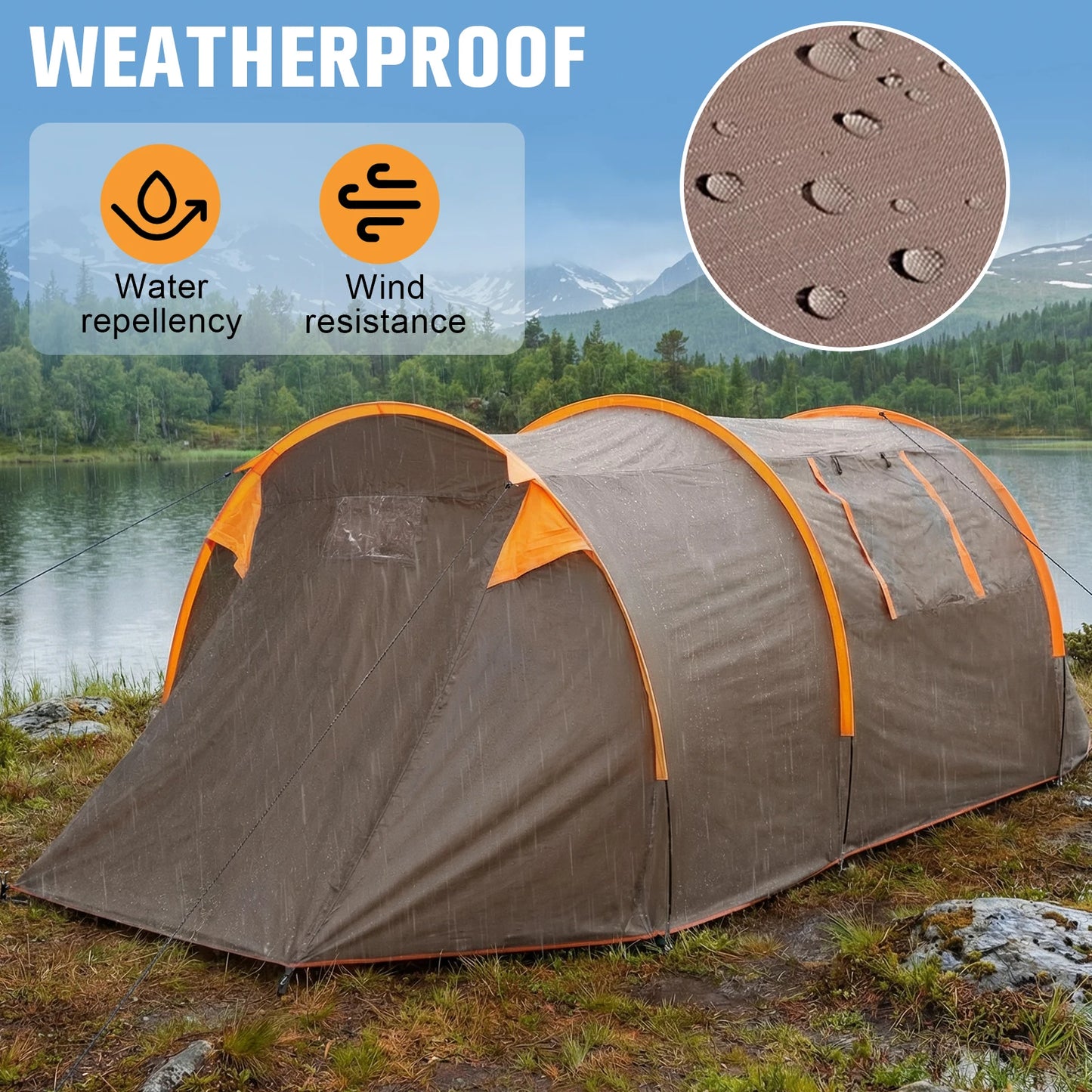 Oxford 2-Person Backpacking Tent Windproof Lightweight Waterproof Tent