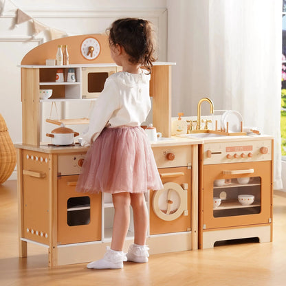 Kids Wooden Play Kitchen All in One Corner Set