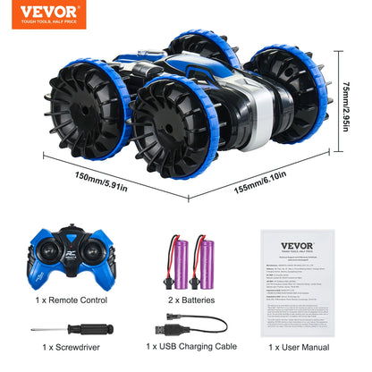 Blue/Yellow Amphibious RC Car/Boat 2.4GHz 12 km/h 360° Rotating Stunt Car Water Beach Pool Toy