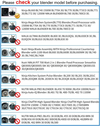 Nutri Ninja Blender Blade Assembly & 2-Pack of 16 oz. Cups for BL770 BL780 BL660