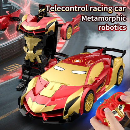 RC Transforming Remote Control Car 2.4GHz With Dual-Color Lights, Fast 360°Rotation, One-Click Deformation