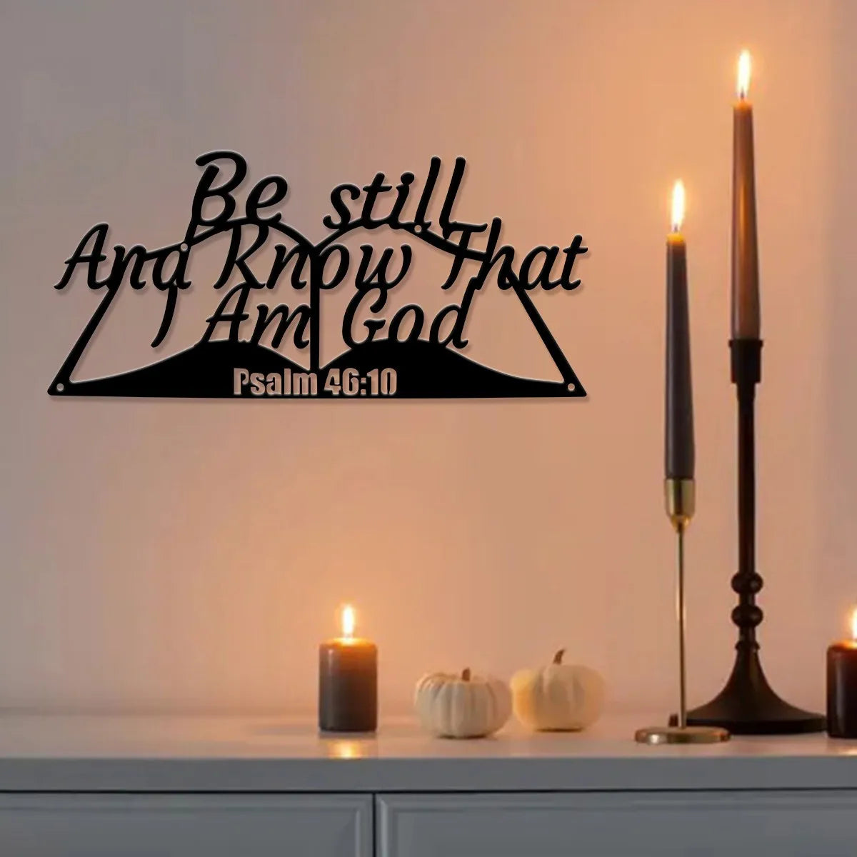Psalm 46:10 Christian Scripture Wall Decor "Be Still And Know That I Am God" Metal Sign