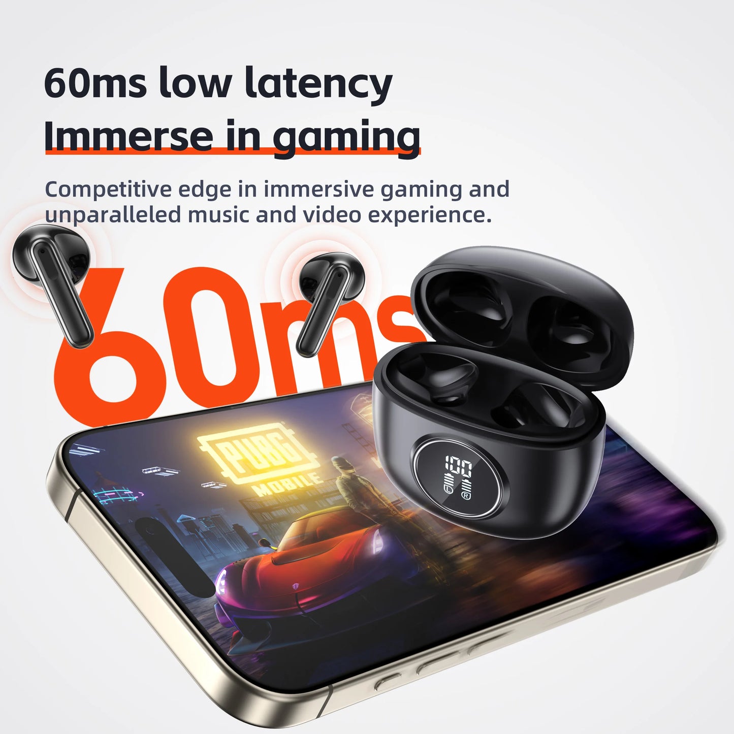 Wireless Bluetooth Earphones, 5.3, TWS HD Microphone