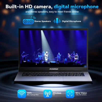 18.5-inch Intel N150 business laptop 16GB DDR4 512GB SSD 180 ° opening and  closing 3.6GHz long battery life metal shell