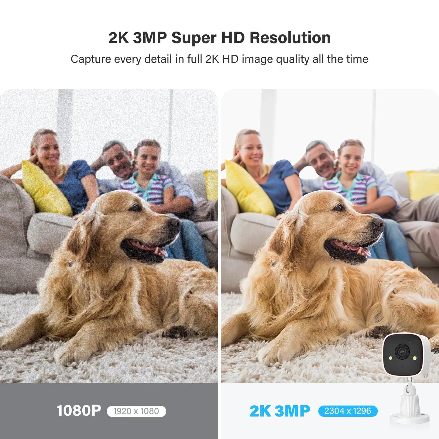 Outdoor Wireless Security Camera 3MP 1296P, With WiFi, Home Security Surveillance