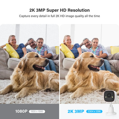 Outdoor Wireless Security Camera 3MP 1296P, With WiFi, Home Security Surveillance