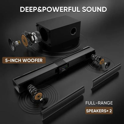 Sound Bar for Smart TV with 5.25 Inch Subwoofer, and 100W 24 Inch Soundbar