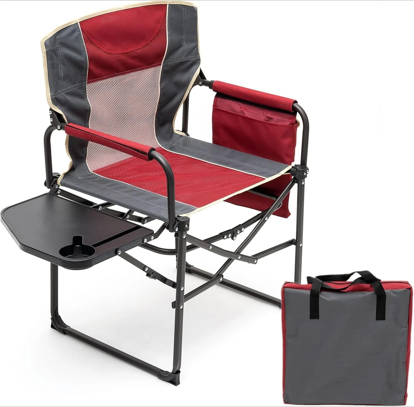 Camping Directors Chair, Heavy Duty, Outdoor Portable Folding Chair with Side Table