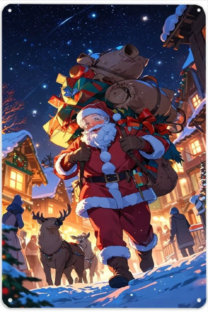 2D flat, Christmas and Christmas Eve metal wall decoration 8x12