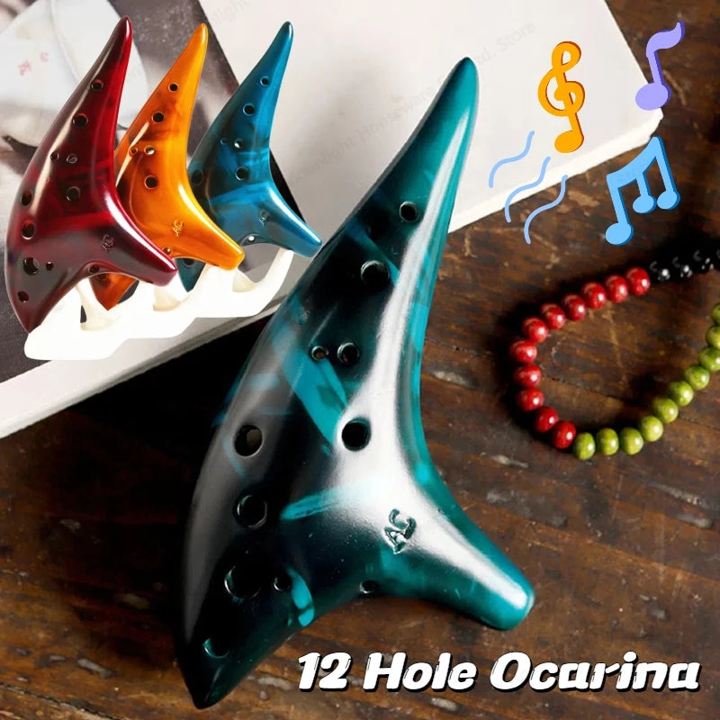 12 Hole Ocarina Ceramic Alto C Vessel Flute