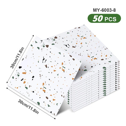 50pcs SXP Floor and Wall Tiles Peel and Stick 11.81x11.81in Self-Adhesive Applies to any Indoor Surface