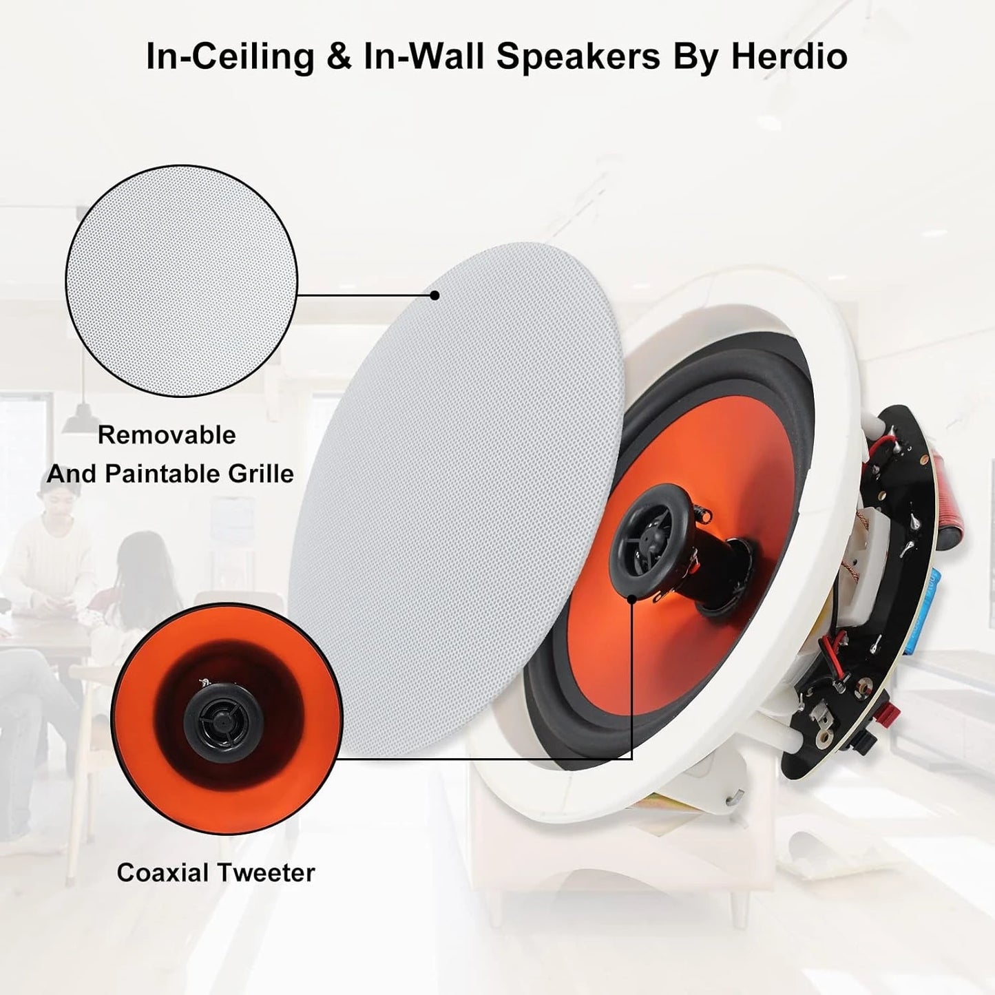 4PCS 6.5" Bluetooth In Ceiling Speakers