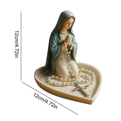 Virgin Mary Rosary Holder Statue Resin Our Lady of Grace Statue Holy Mother Figure