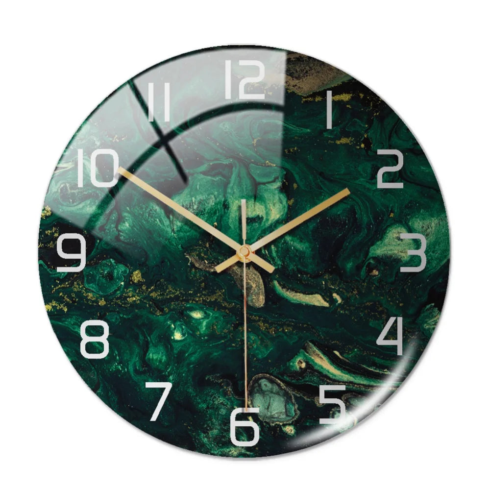 Luxury 3D Acrylic Black and Gold Marble Pattern Wall Adhesive Clock With Metal Needles Decor