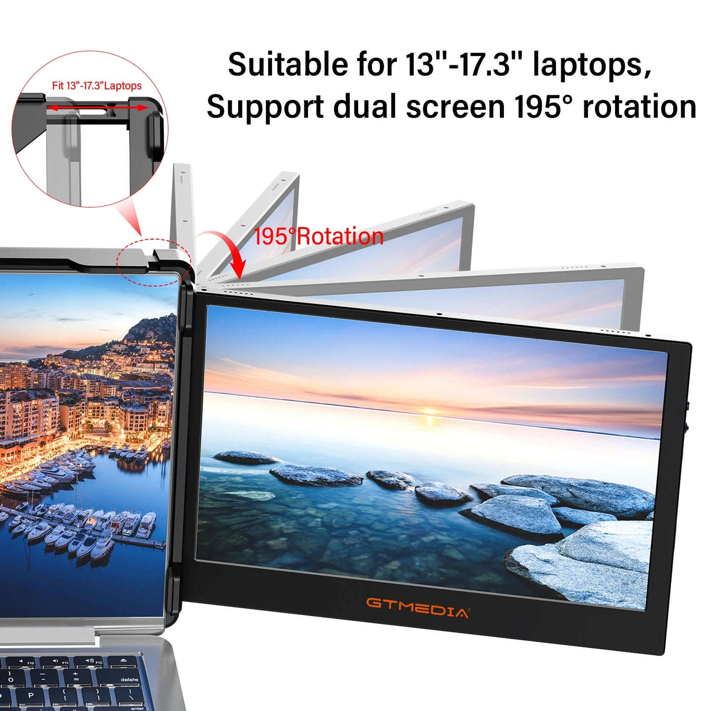 11.6Inch Portable Monitor 1920*1080 IPS FHD Triple Dual Extender Screen Full View Fold Display For 13.0-17.3Inch Laptops