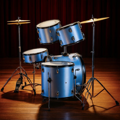 5-Piece Blue Full Size Adult Drum Set