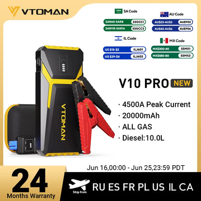VTOMAN Power Bank 20000mAh Jump Starter Portable Car Battery Booster