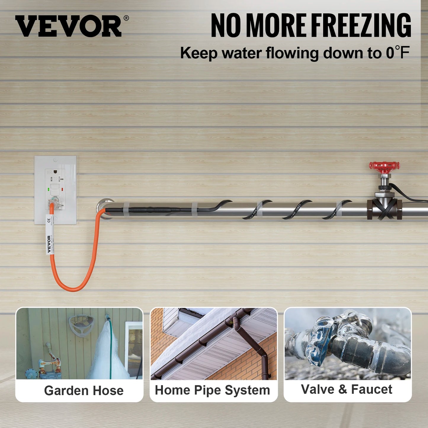 SucceBuy Self-Regulating Pipe Heating Cable Snow Melting Drain Water Pipe Freeze Protection Heat Cable for Protects Hose Wire