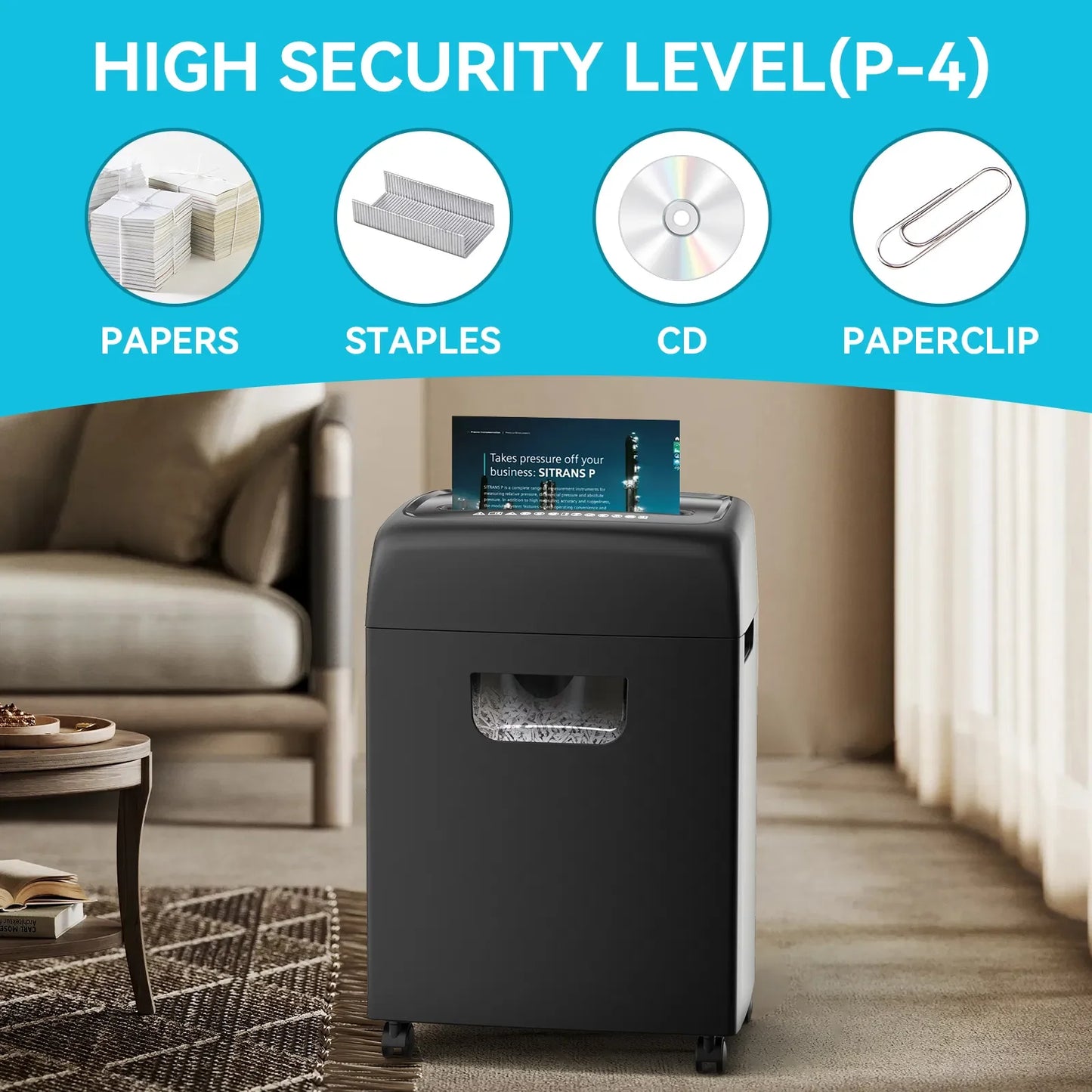 18-Sheet High Security Level P-4 Heavy Duty Paper/Card Shredder