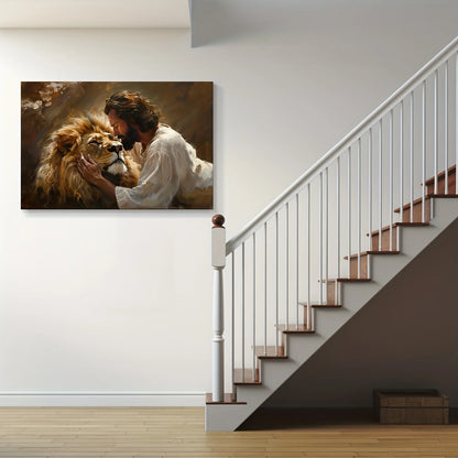 Lion of Judah Canvas Wall Art | Stunning Religious Christian Painting | Framed, Ready-to-Hang | Perfect Decor for Living Room