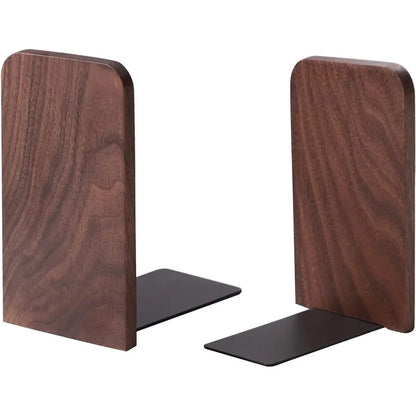 Non-slip heavy duty wooden bookends