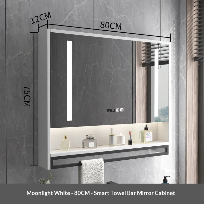 Bathroom Mirror LED Backlit Smart Anti Fog Touch Sensor Mirrored Cabinet
