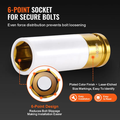 Lug Nut Impact Socket Set 1/2inch Drive