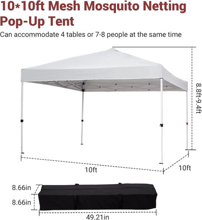 10x10 ft. Pop-Up Canopy Tent with Mesh Walls – Waterproof & UV-Block Shade Shelter