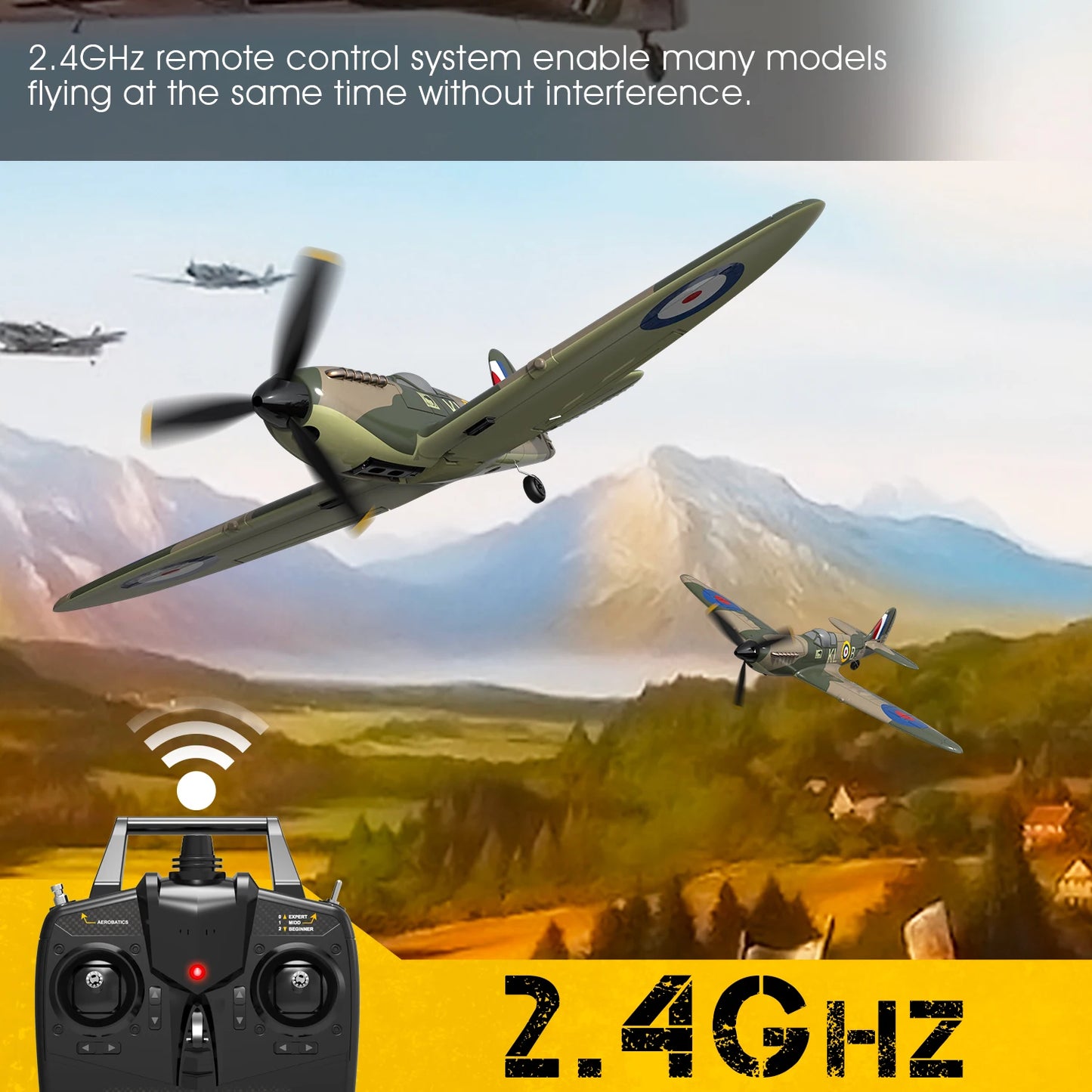 RC Spitfire 400 Plane, 2.4Ghz 4CH 6-axis Stabilizer System
