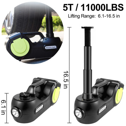 4-In-1 Electric 5T Portable Hydraulic Jack, Impact Wrench, Tire Compressor, Lifting,  and LED Light Tool